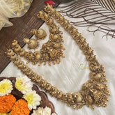 Vriksham Designer Gold Plated Lakshmi With Peacock Bridal Set-Gold Bead-G19184